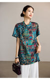 Jonquil Blue-Green Print Cheongsam Top