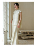 Vogue 2-Piece Light Green Silk Cheongsam Top