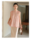 Pearl Light Pink Embroidered Cheongsam Top