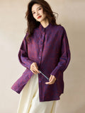 Katrina Dark Night Purple Jacquard Cheongsam Top