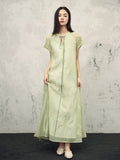 Castle Olive Green Embroidered Cheongsam Dress