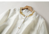Dazzle Beige Chiffon Beaded Cheongsam Top