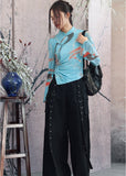 Adeline Blue Floral Print Cheongsam Top