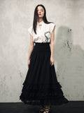 Elegance White Rose Print Cheongsam Top