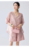 Rosalinda 2-Piece Nude Pink Chiffon Cheongsam Set