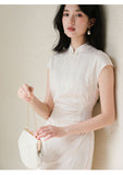 Leonora Cream White Embroidered Cheongsam Dress
