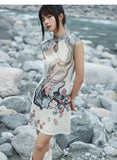 Wilhelmina Warm Yellow Floral Cheongsam Dress