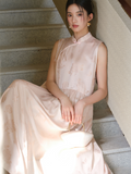 Vivian Peony Pink Jacquard Silk Cheongsam Dress