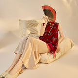 Velvet 2-Piece Embroidered Vest Skirt Cheongsam Set