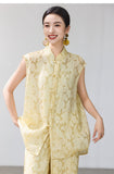 Elisabetta Light Yellow Floral Cheongsam Top