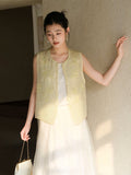 Primrose Mist Yellow Silk Cheongsam Vest
