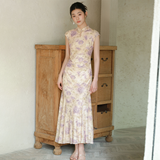 Shine Purple Mist Jacquard Cheongsam Dress