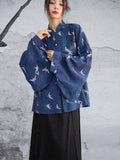 Romina Blue Loose Fit Chinese Style Shirt Cheongsam
