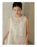Tulip White Mulberry Silk Embroidered Cheongsam Top