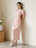 Lapis Cherry Blossom Pink Slim-Fit Cheongsam Dress