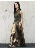 Amber Fortune Gold Vintage Cheongsam Skirt