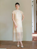 Angelique Warm Jade Pearl Embroidered Cheongsam Dress