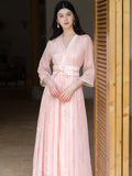 Rigel Soft Pink Crossover Cheongsam Dress