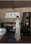 Tabitha 2-Piece Jacquard Embroidered Vest Set Cheongsam