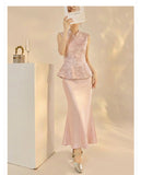 Oleander Lace Embroidered Slim Cheongsam Top
