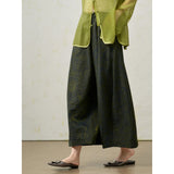 Dina Pine Green Jacquard Wide-Leg Pants Cheongsam