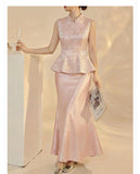 Oleander Lace Embroidered Slim Cheongsam Top