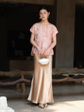 Leandra Cloud Pink Floral Cutout Cheongsam Top