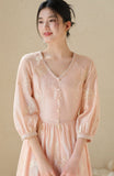 Ursula Peach Blossom Embroidered Cheongsam Dress