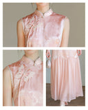 Theodora Mist Pink Jacquard Satin Cheongsam Dress
