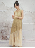 Josephina Ginger Yellow Jacquard Cheongsam Dress