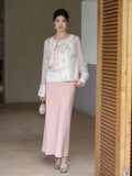 Ramona Ornate Pink Jacquard Cheongsam Vest Embroidered Qipao