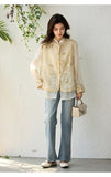 Sky Beige Loose-Fit Cheongsam Top