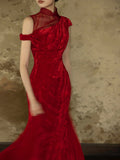 Esmeralda Red Velvet Cheongsam Dress