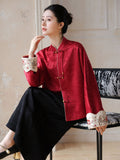 Wren Red Satin Jacquard Cheongsam Coat