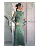 Giselle Green Stretch Knit Cheongsam Dress
