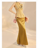 Thalia Gold Slim-Fit Cheongsam Top