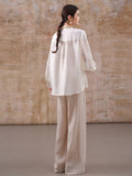 Dazzle Beige Chiffon Beaded Cheongsam Top