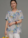 Katerina Floral Polyester Cheongsam Top