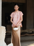 Leandra Cloud Pink Floral Cutout Cheongsam Top