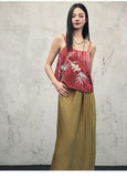 Fern Red Satin Loose Cheongsam Top