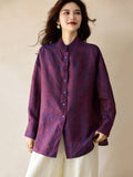 Katrina Dark Night Purple Jacquard Cheongsam Top