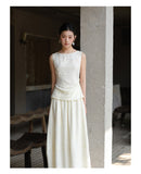 Paulina 2-Piece Fog White Jacquard Cheongsam Top
