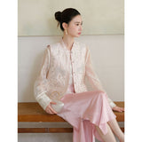 Lilac Light Mist Pink Beaded Cheongsam Vest