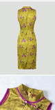 Nadine Ginger Yellow Floral Print Cheongsam