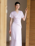 Marigold Light Purple Slim Fit Cheongsam Dress