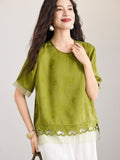 Hibiscus Matcha Green Jacquard Cheongsam Top