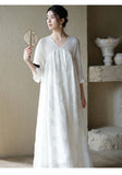 Court Moon White Embroidered Cheongsam Dress