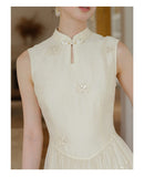 Unakite Clear Apricot Jacquard Cheongsam Dress