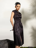 Faye Black Jacquard Cheongsam Dress