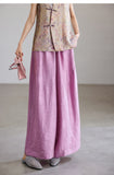 Crescendo Light Taro Purple Wide-Leg Casual Pants Cheongsam